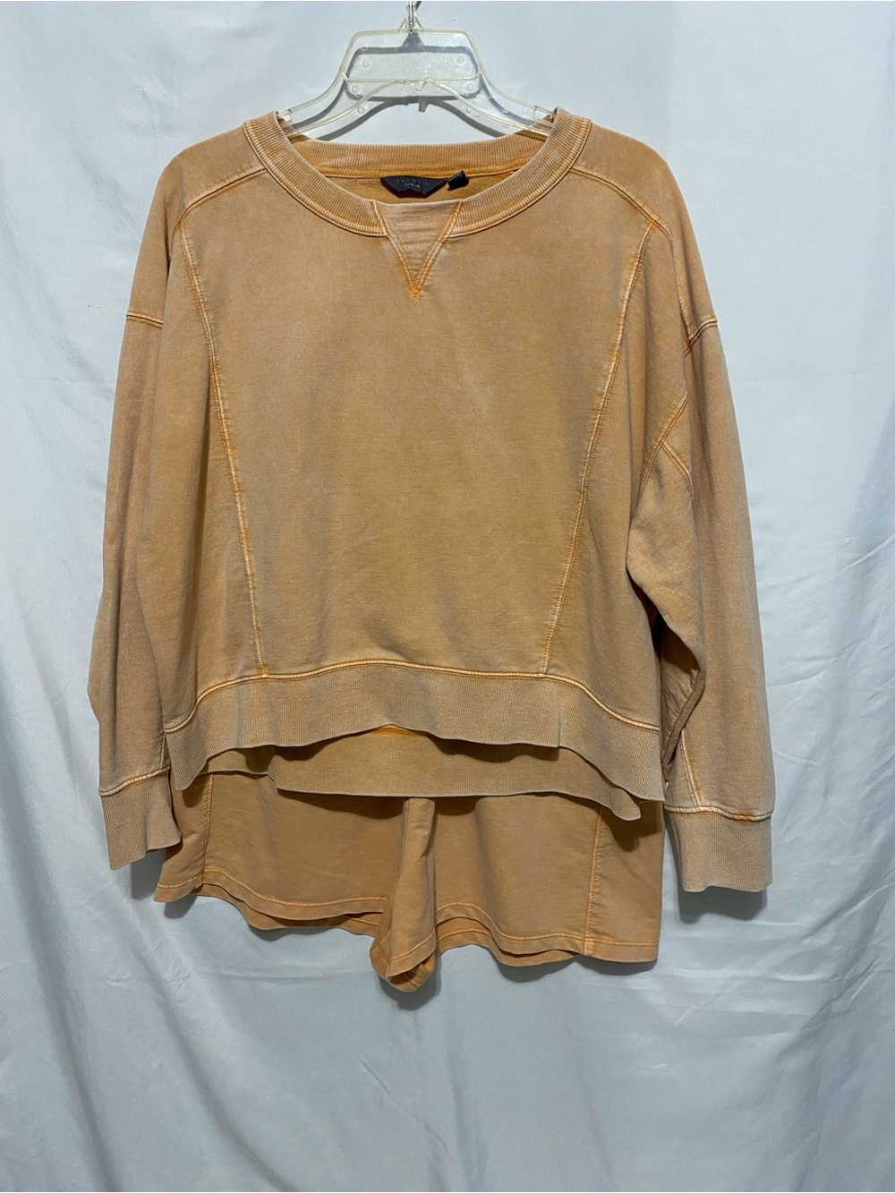 Danskin Washed Tan Layered Crewneck Sweatshirt